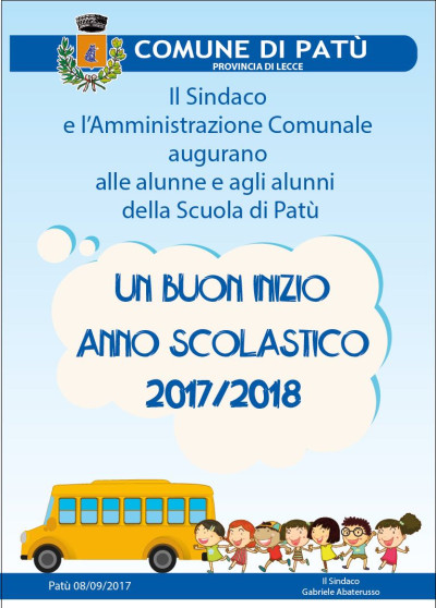 INIZIO ANNO SCOLASTICO 2017/2018