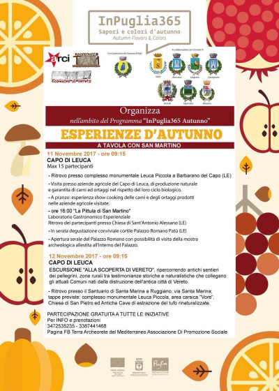 IN PUGLIA 365 ESPERIENZE D'AUTUNNO - A TAVOLA CON SAN MARTINO