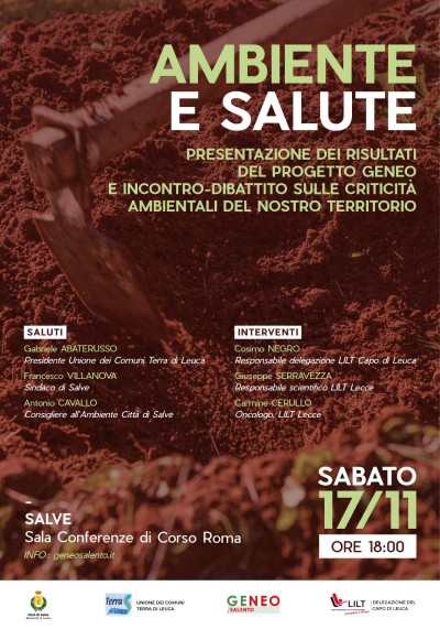 AMBIENTE E SALUTE - PRESENTAZIONE DEI RISULTATI DEL PROGETTO GENEO E INCONTRO...