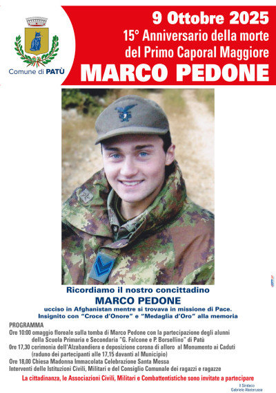 15° Anniversario della morte del Primo Caporal Maggiore Marco Pedone