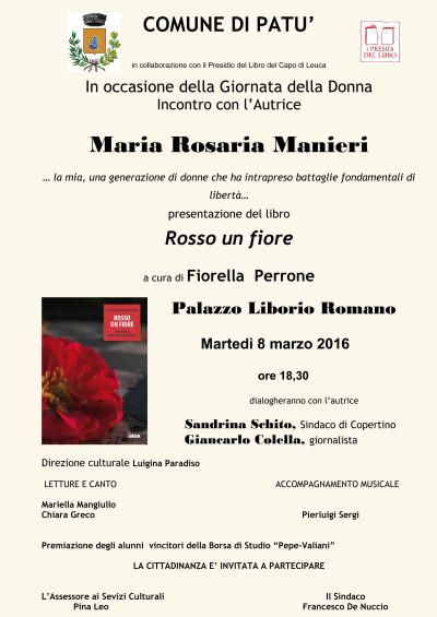 Presentazione del libro Rosso un fiore di Maria Rosaria Manieri