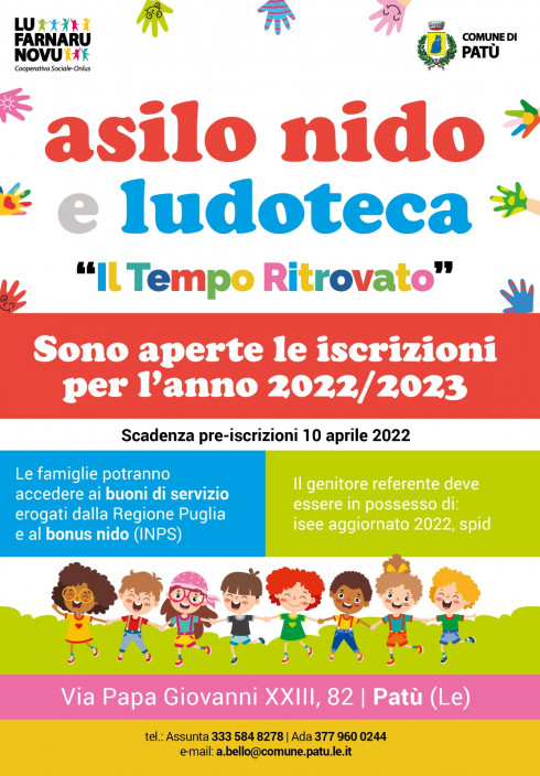 ISCRIZIONE ASILO NIDO E LUDOTECA IL TEMPO RITROVATO PER L'A.S. 20...