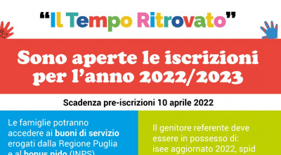 ISCRIZIONE ASILO NIDO E LUDOTECA IL TEMPO RITROVATO PER L'A.S. 20...