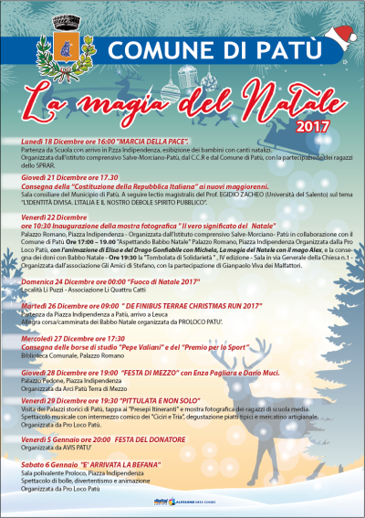 PROGRAMMA MANIFESTAZIONI LA MAGIA DEL NATALE 2017