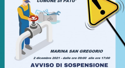 AVVISO SOSPENSIONE EROGAZIONE ACQUA NELLA MARINA DI SAN GREGORIO