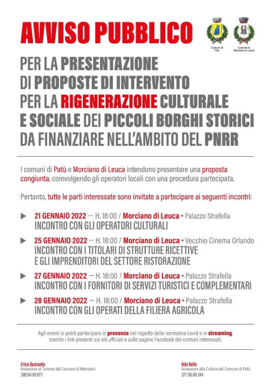 AVVISO PUBBLICO PER LA PRESENTAZIONE DI PROPOSTE DI INTERVENTO PER LA RIGENER...