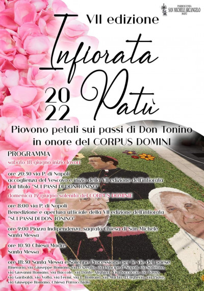 VII EDIZIONE INFIORATA DI PATU' Piovono petali sui passi di Don Tonino ...