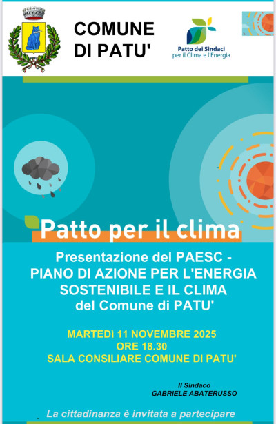 Patto per il clima. Presentazione del PAESC - PIANO DI AZIONE PER L'ENERGIA S...