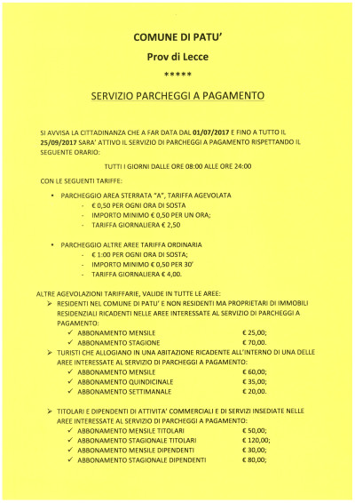Servizio Parcheggi a Pagamento anno 2017 -